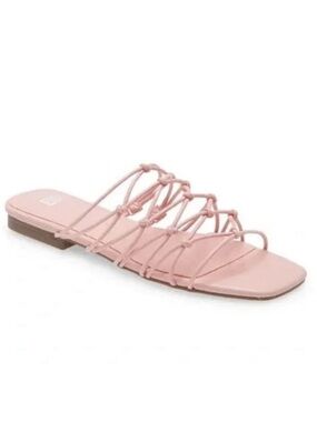 Nordstrom‎ BP Pink Strappy Slides Sandals Size 5.5 Knotted Straps Piper Strappy